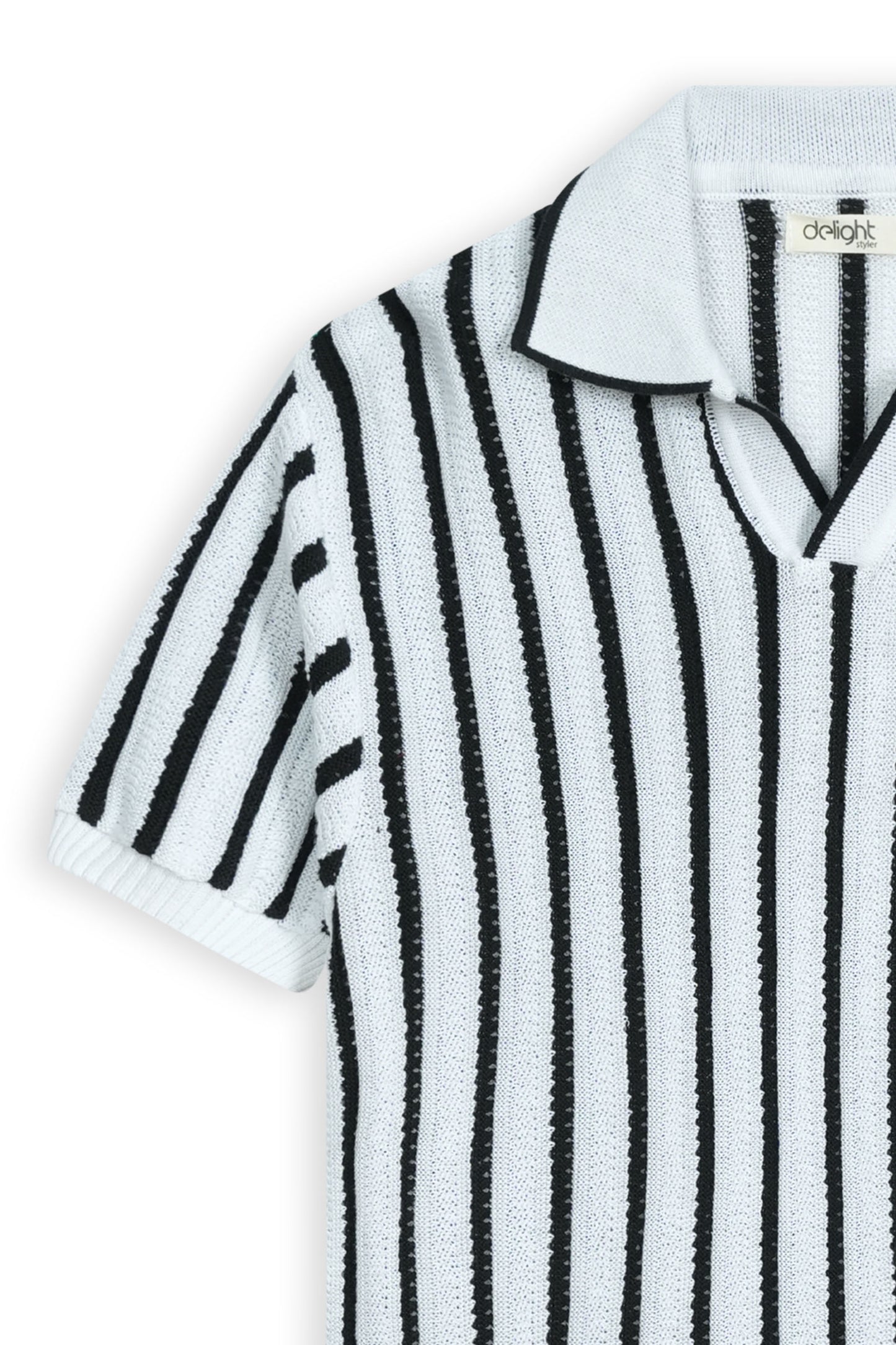 Monaco Stripe Flat Knit Polo