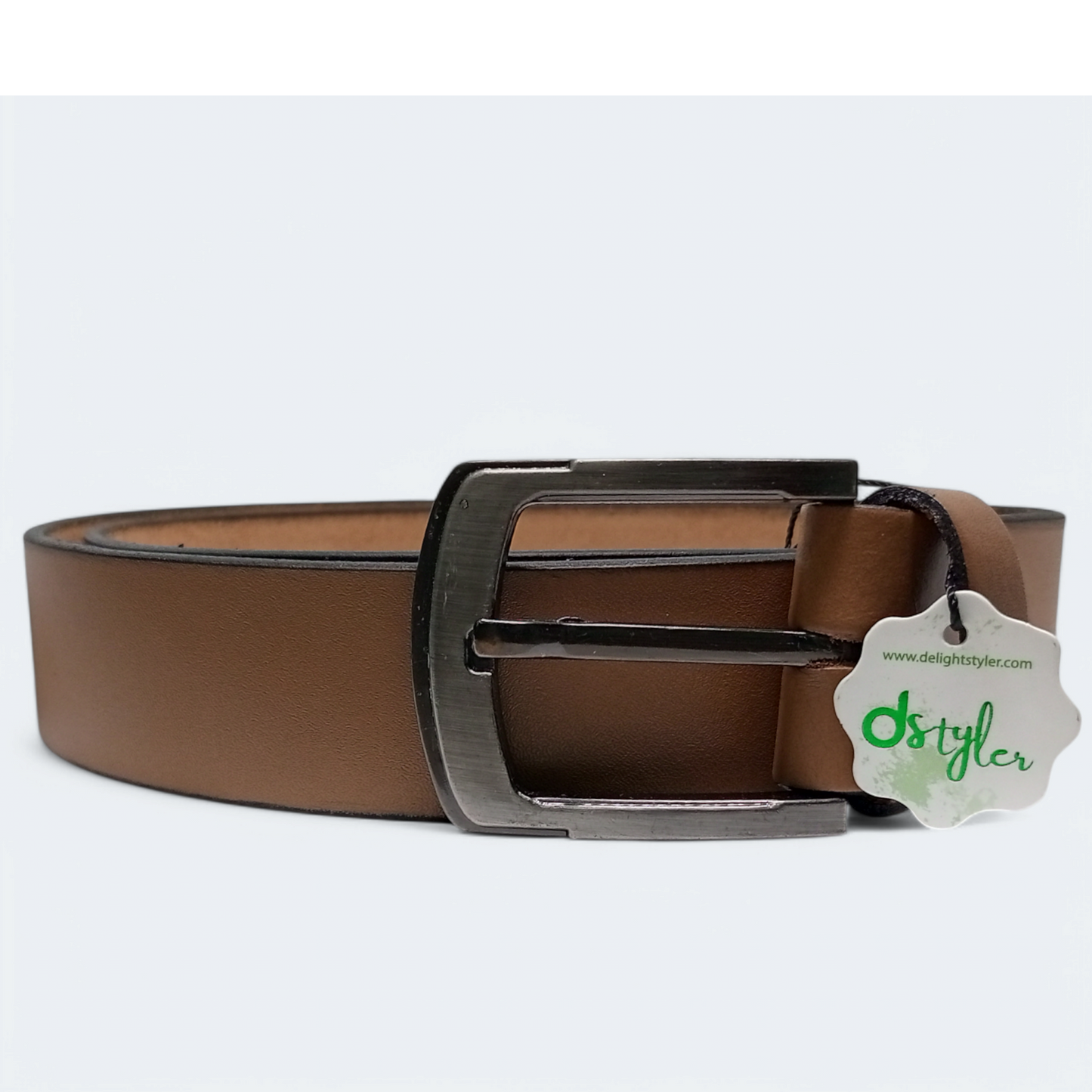 Men Belt 100% Leather With D Styler Logo Light Brown