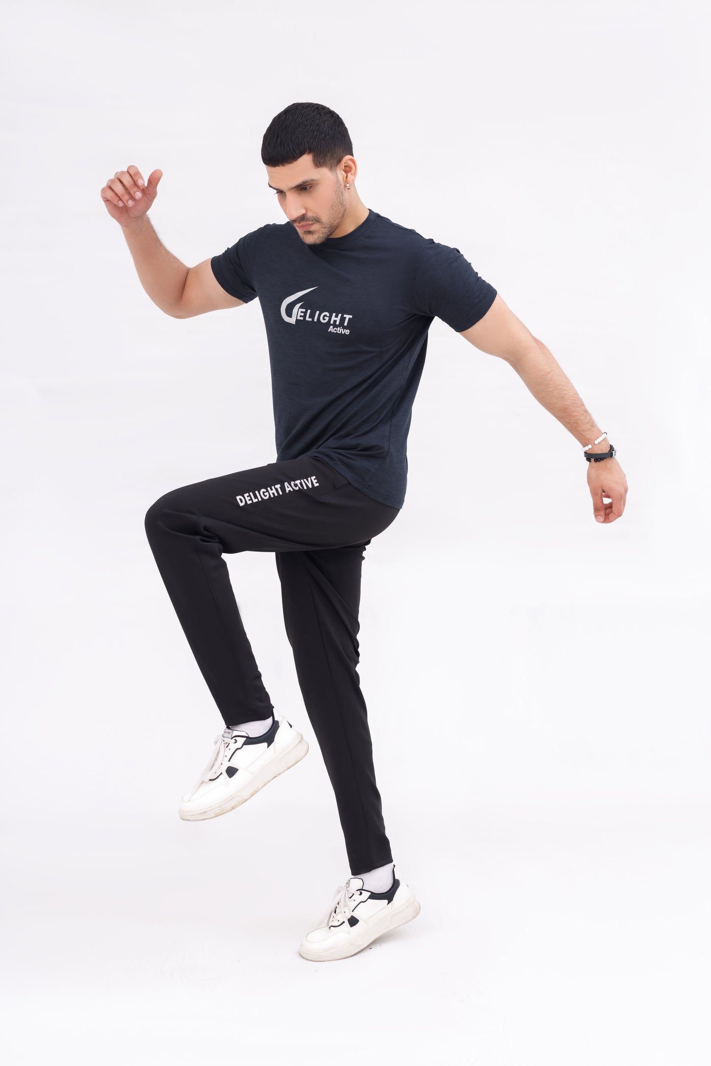 Men Melange Active Wear Charcoal T Shirt