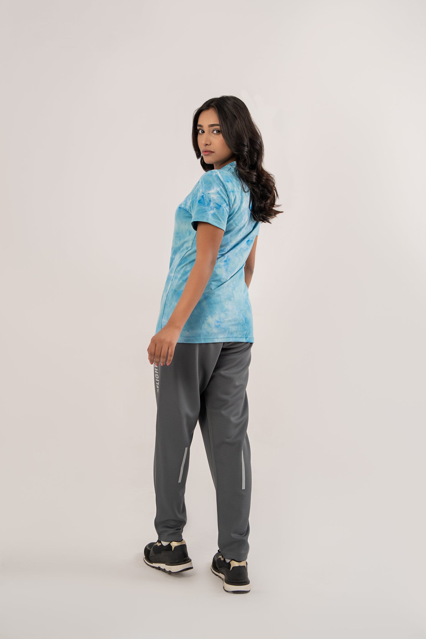 Women Active Wear Tie n DyLight Blue T Shirt