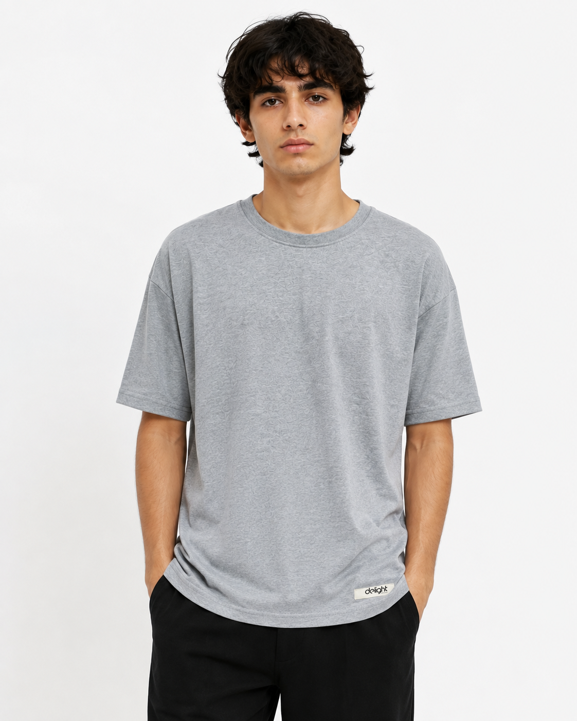 Men’s Melange Texture Drop-Shoulder T-Shirt