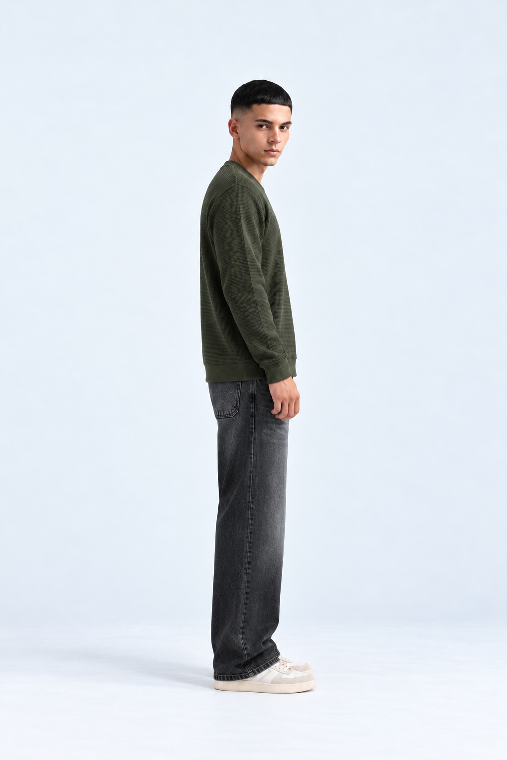 Men’s Washed Black Baggy Jeans – Charcoal Wide Leg Denim
