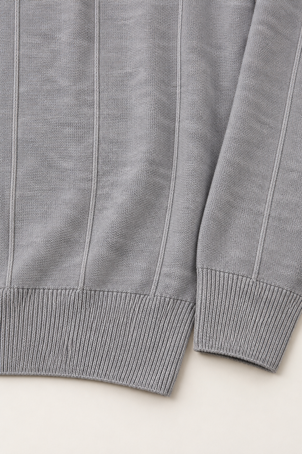 Men’s Textured Knit Polo Sweater – Silver Grey