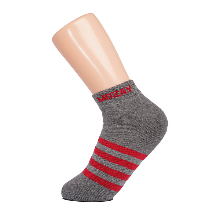 Men Ankle Socks Grey / Red