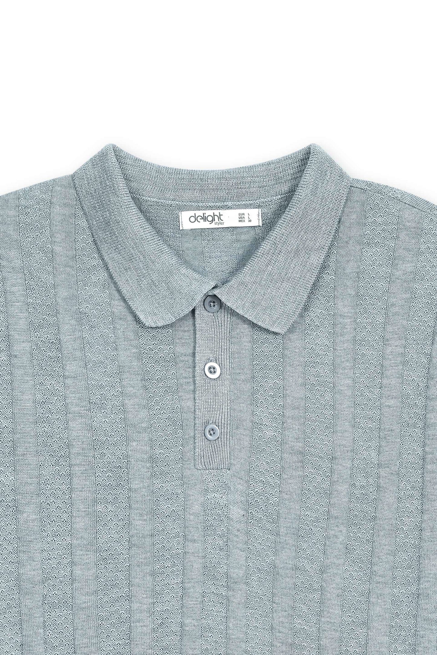 Ash Grey Textured Knit Polo