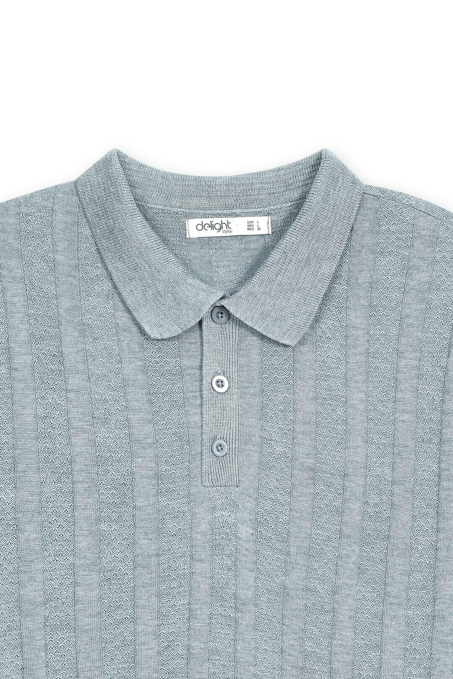 Ash Grey Textured Knit Polo