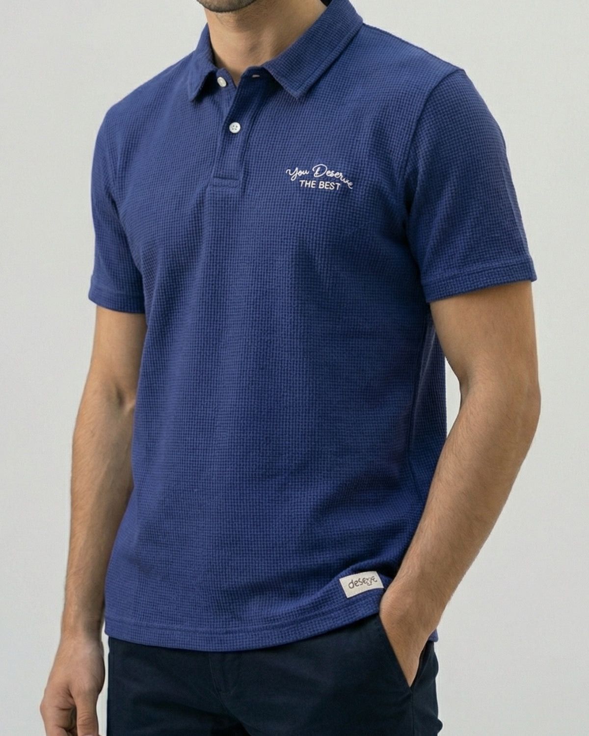 Urban Waffle Texture Knit Polo Shirt