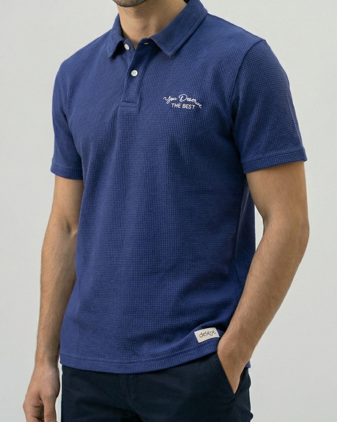 Urban Waffle Texture Knit Polo Shirt