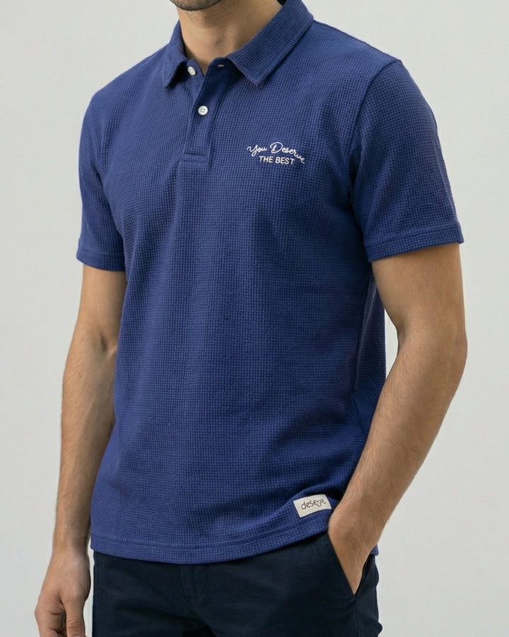 Urban Waffle Texture Knit Polo Shirt