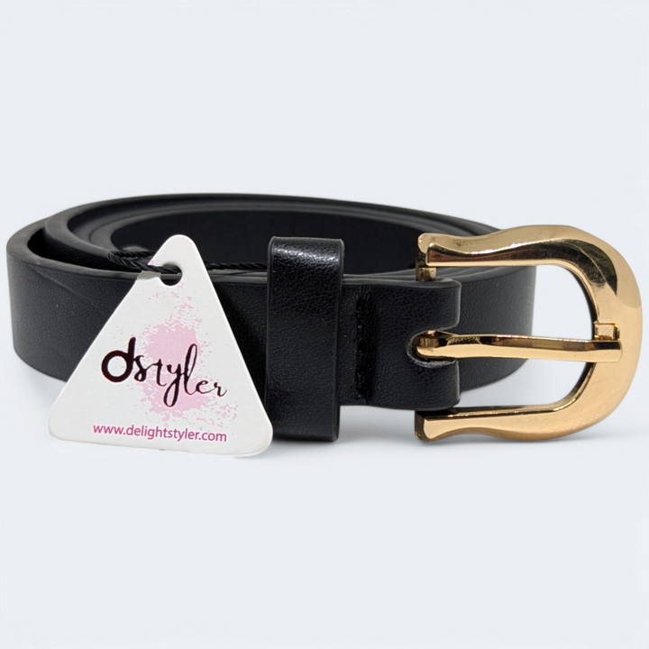 Women Black belt With Classic Buckle