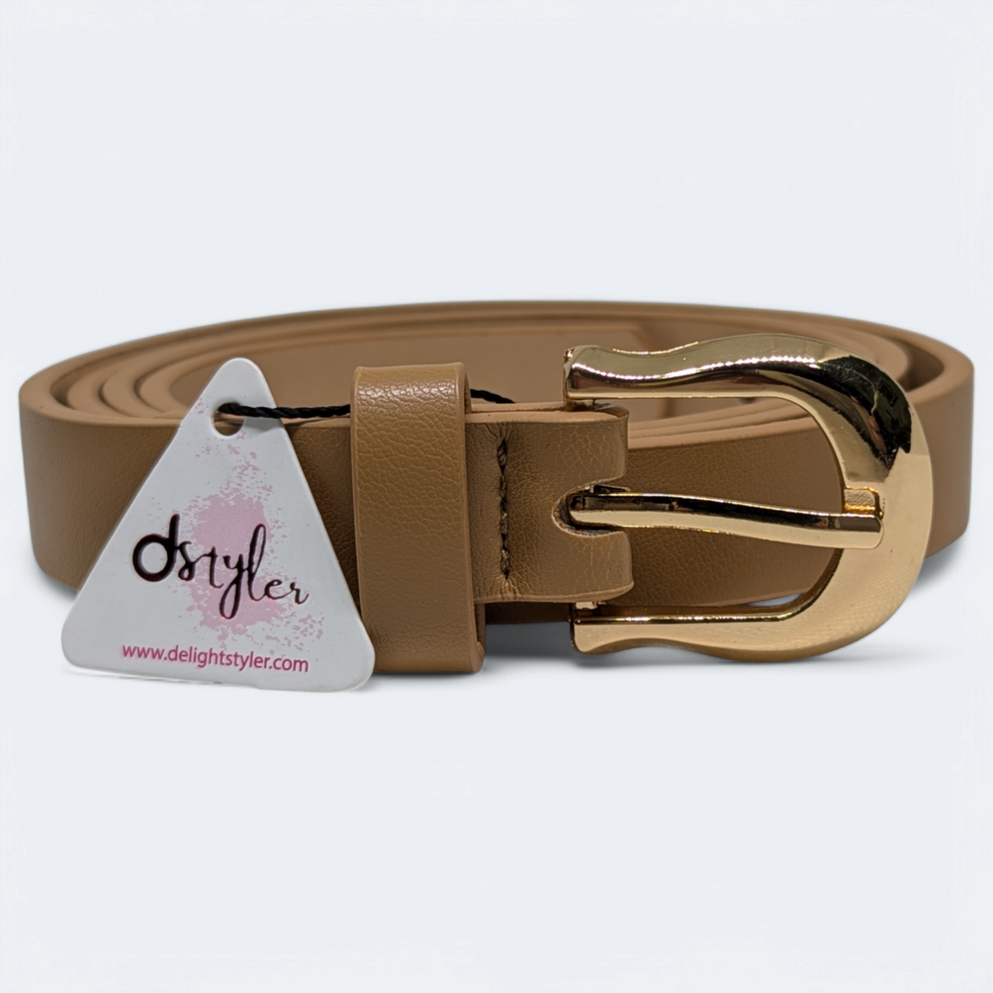 Women Light Brown belt With Classic Buckle