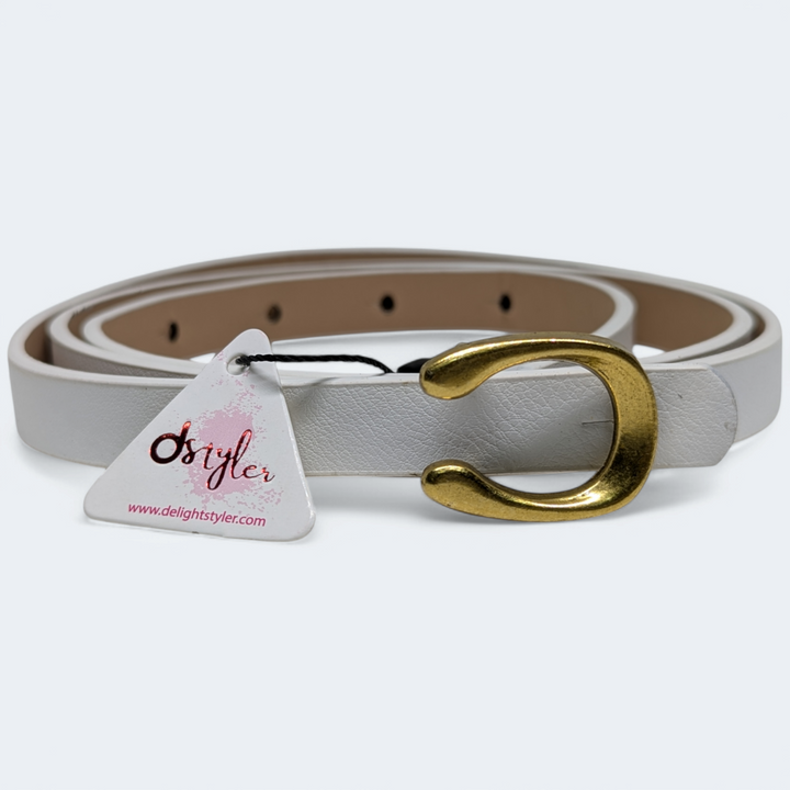 Women Fancy Buckle Belt White