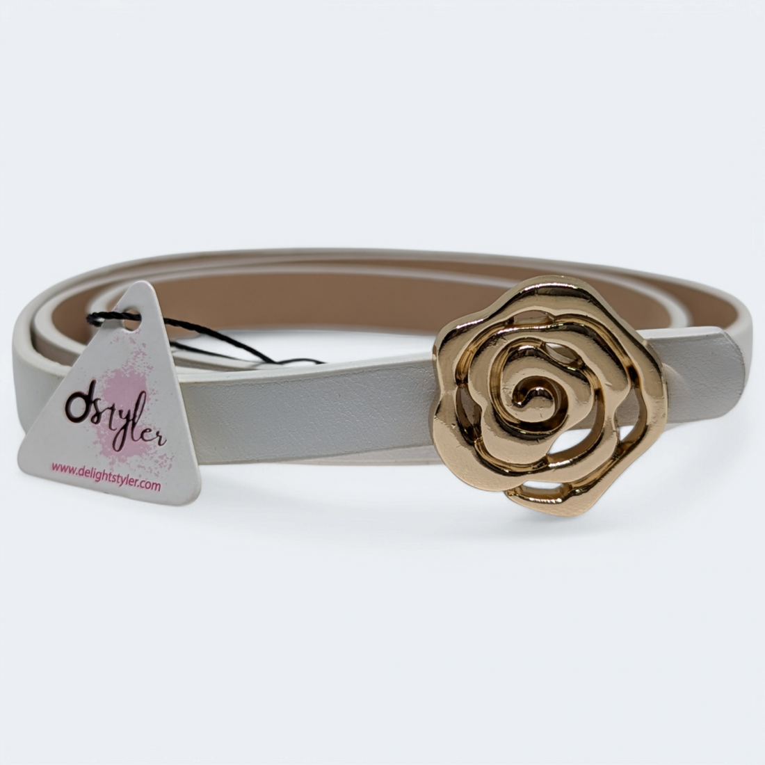 Ladies Belt White With Metal Buckle