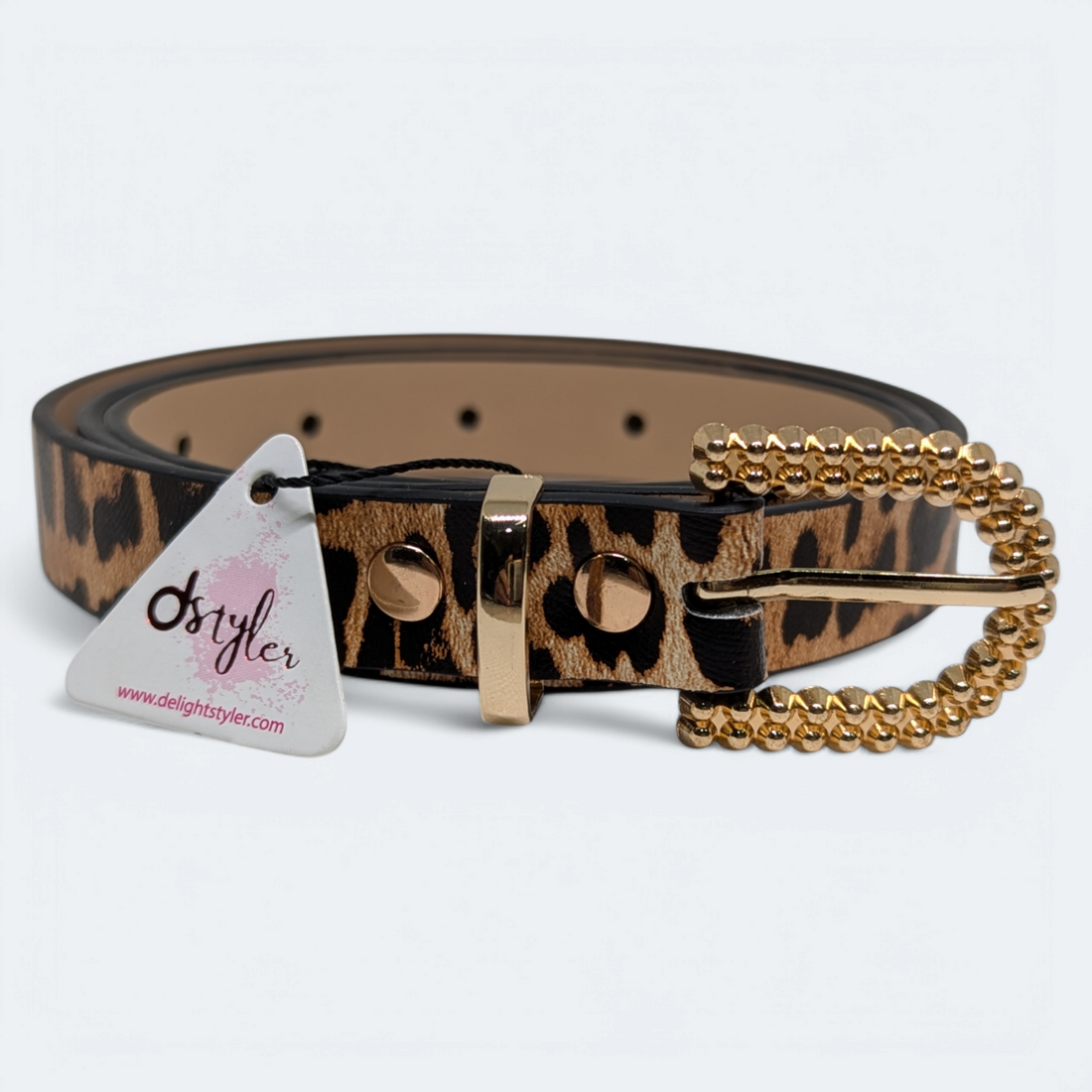 Ladies Belt White With Cheetah print