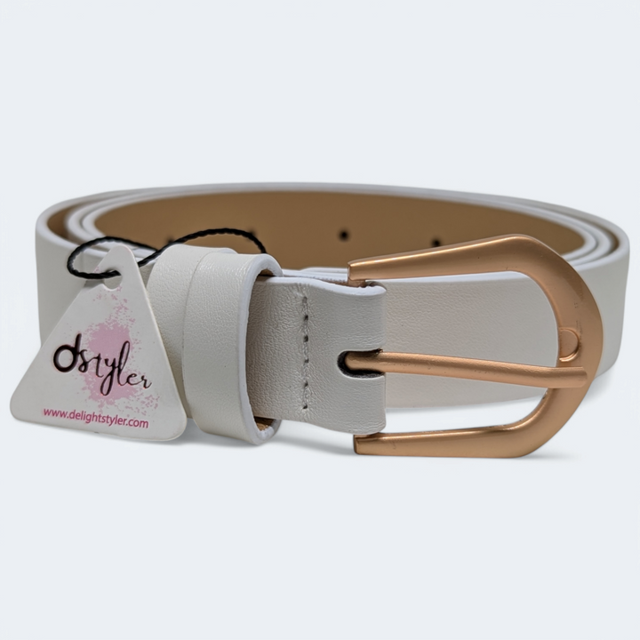 Classic Buckle Ladies Belt White Color