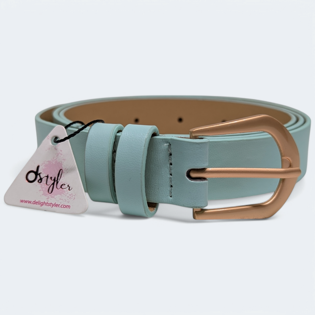 Classic Buckle Ladies Belt Cyan Color