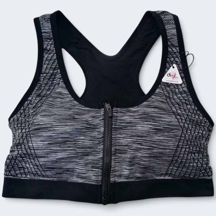 Zipper Front Wirefree Sports Bra