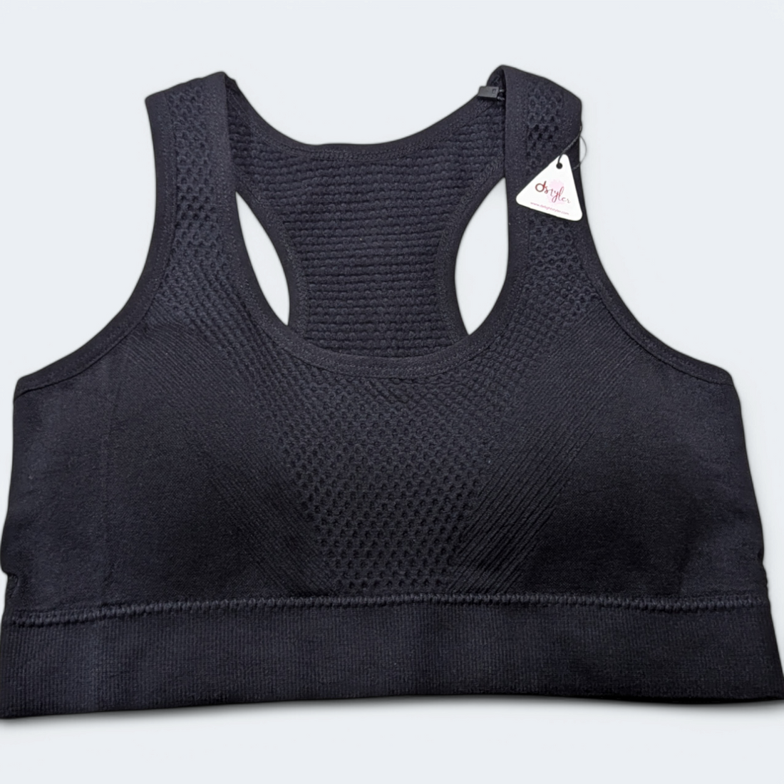 Women Texture Sports Bra Black