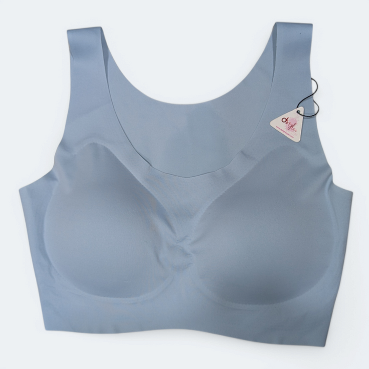 Women Silk Fabric Bra Light Blue