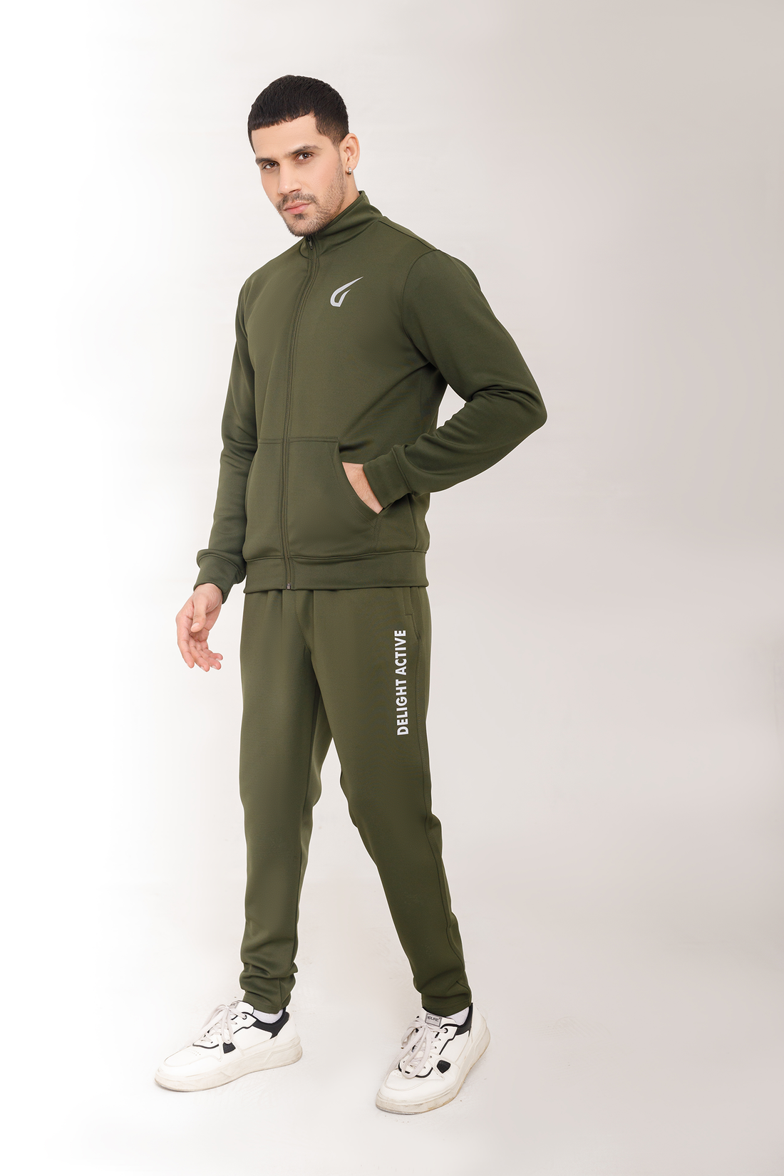 Men Active wear Olive Zipper