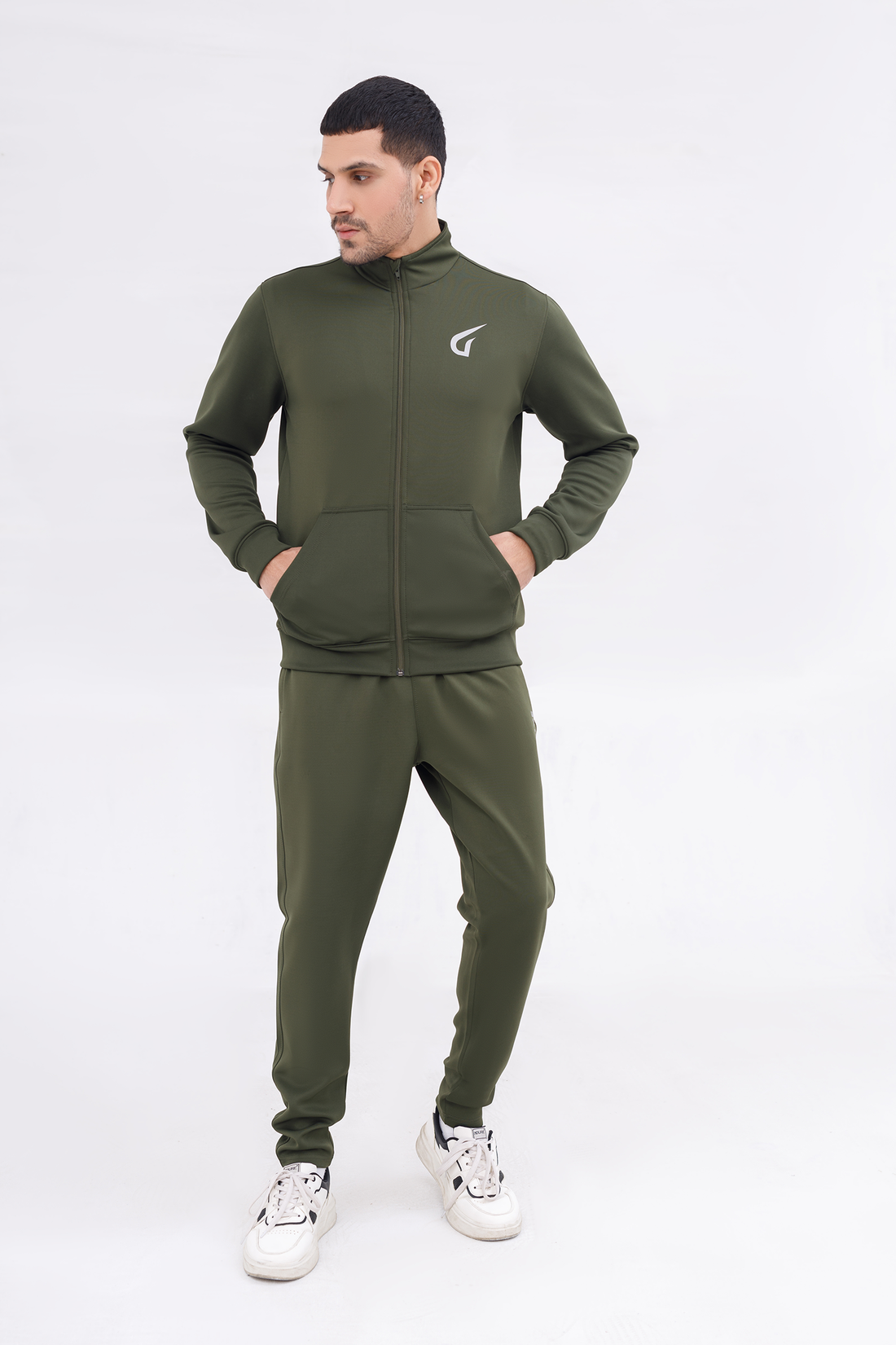 Men Active wear Olive Zipper