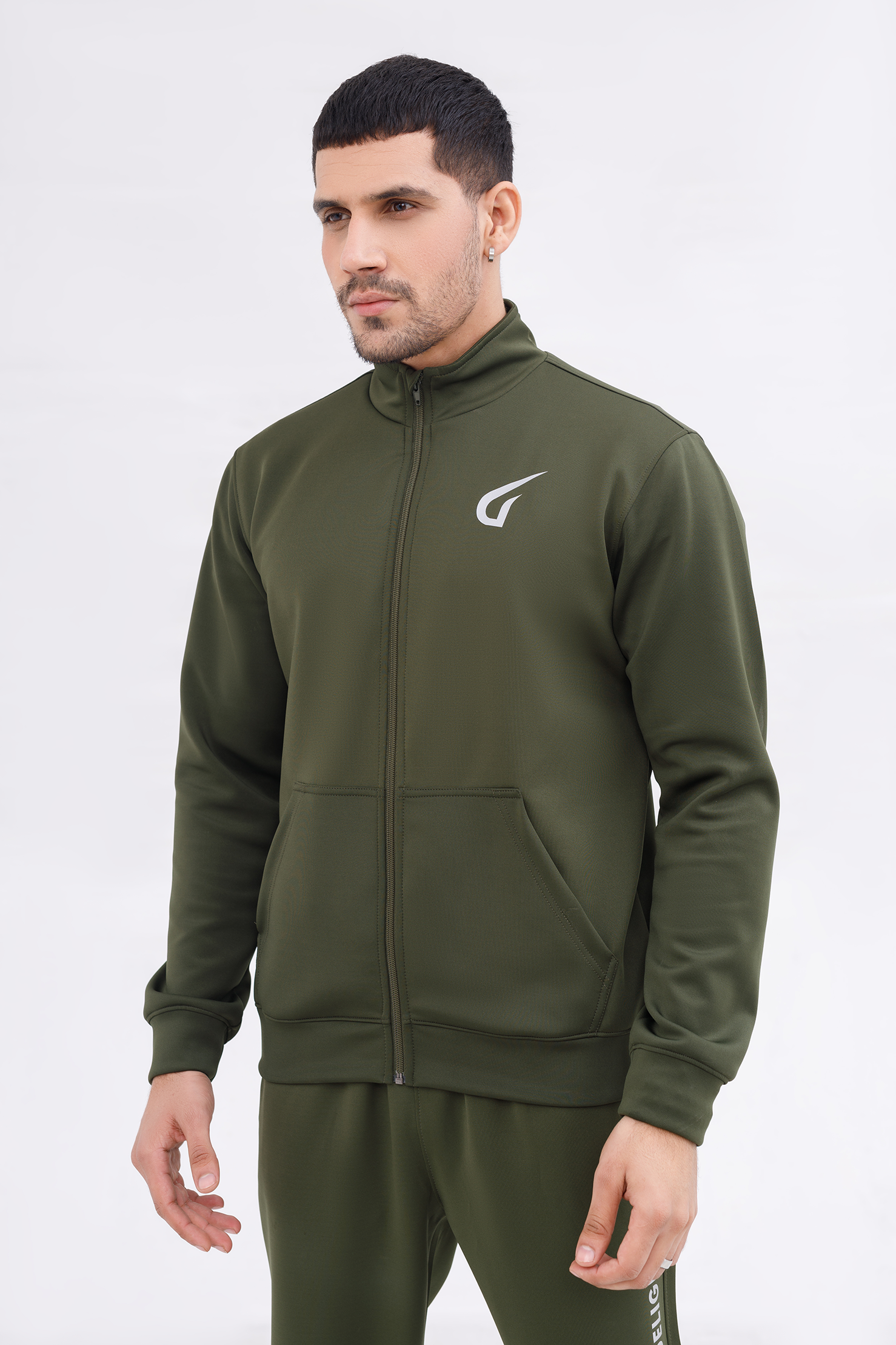 Men Active wear Olive Zipper