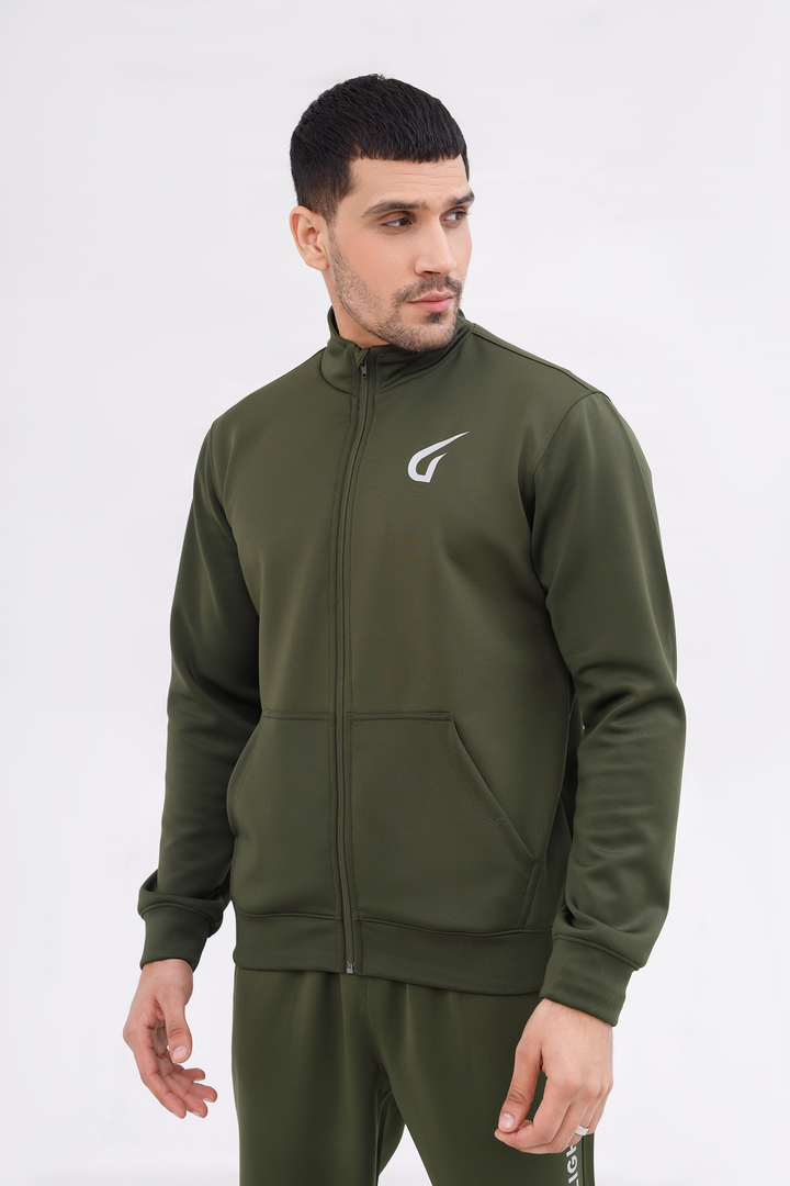 Men Active wear Olive Zipper