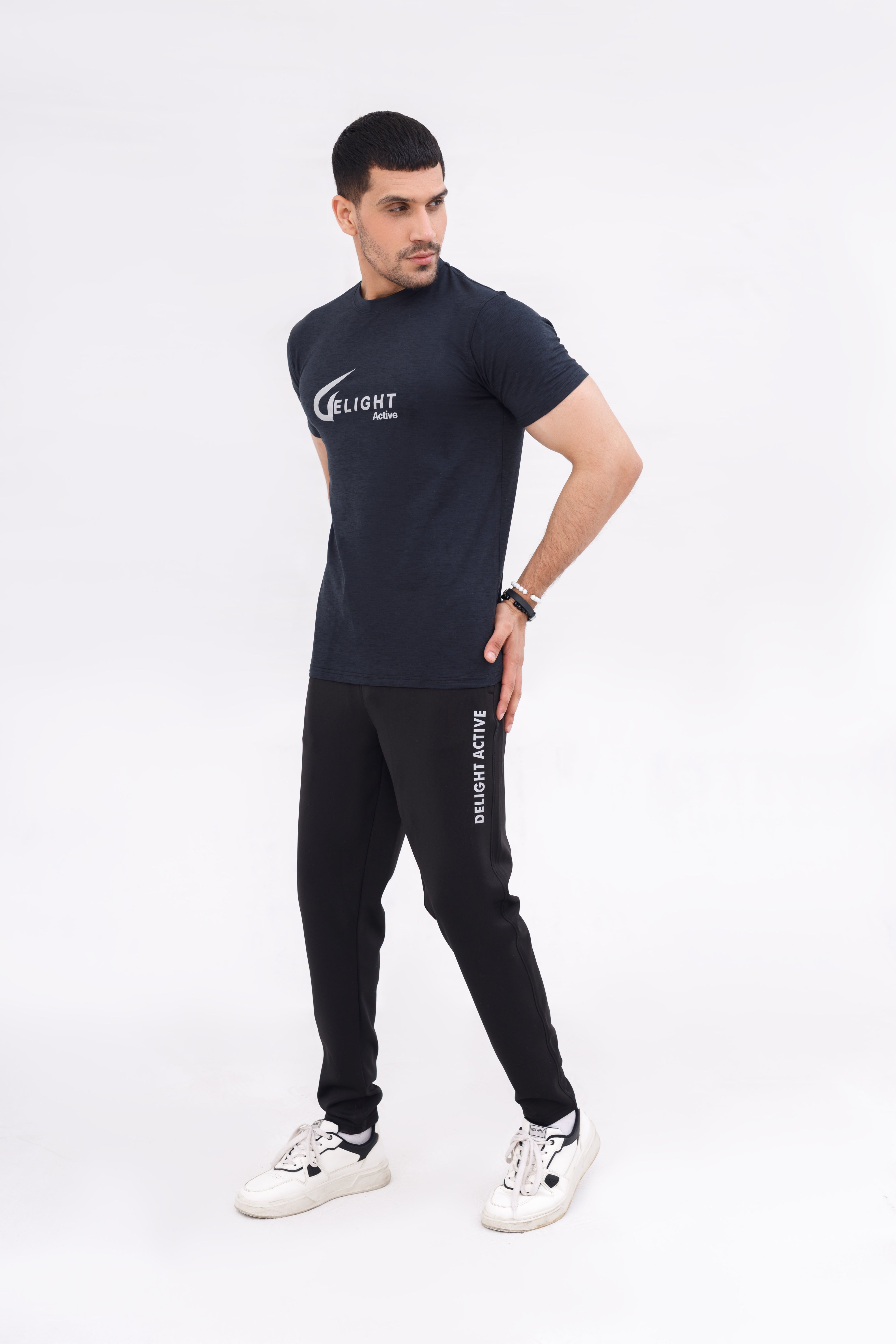 Men  Melange Active Wear Charcoal T Shirt