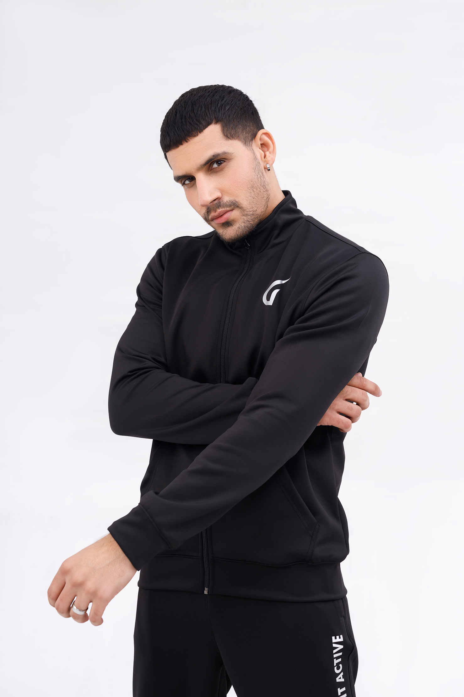Men Active wear Black Zipper