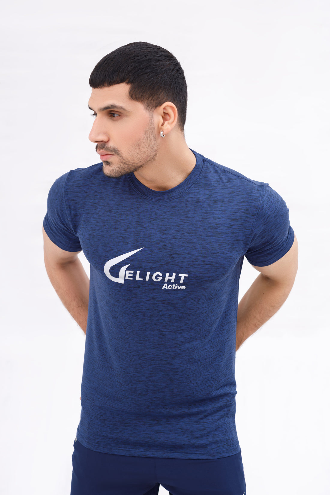 Men  Melange Active Wear Blue T Shirt