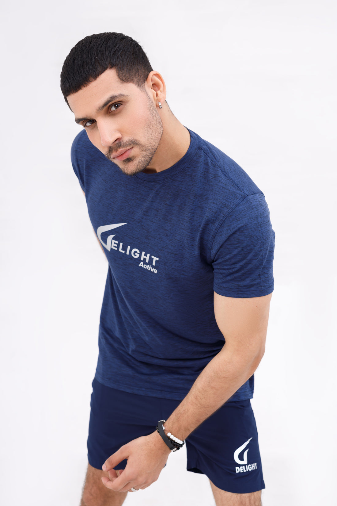 Men  Melange Active Wear Blue T Shirt