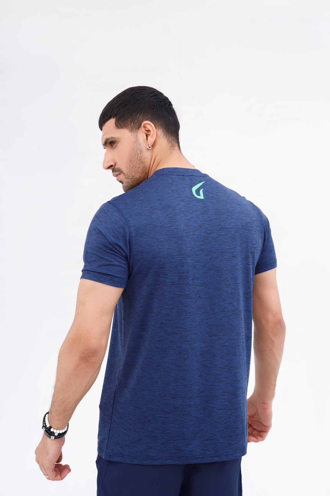 Men  Melange Active Wear Blue T Shirt