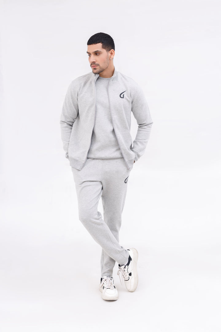 Men Active Wear Zipper Grey