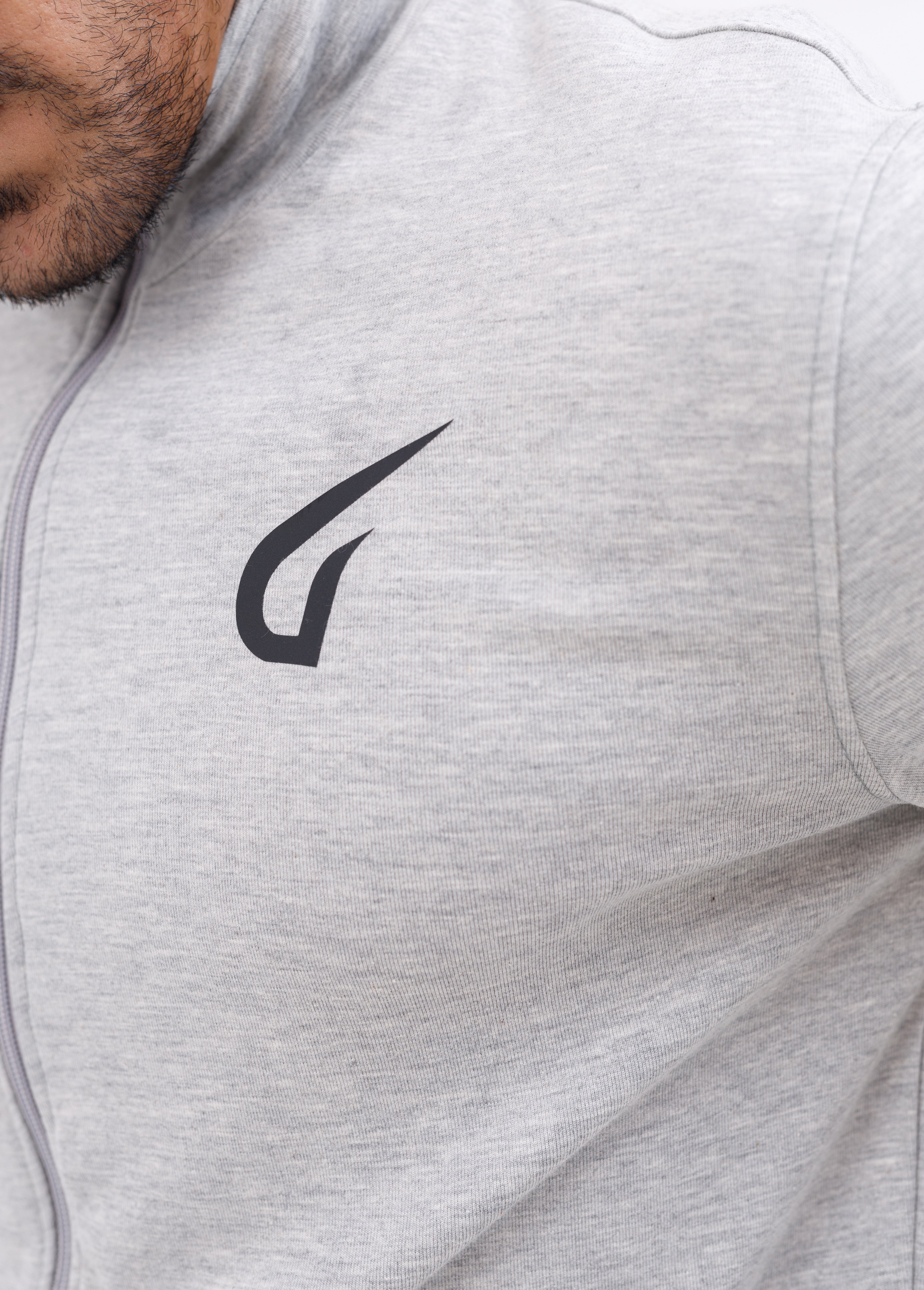 Men Active Wear Zipper Grey