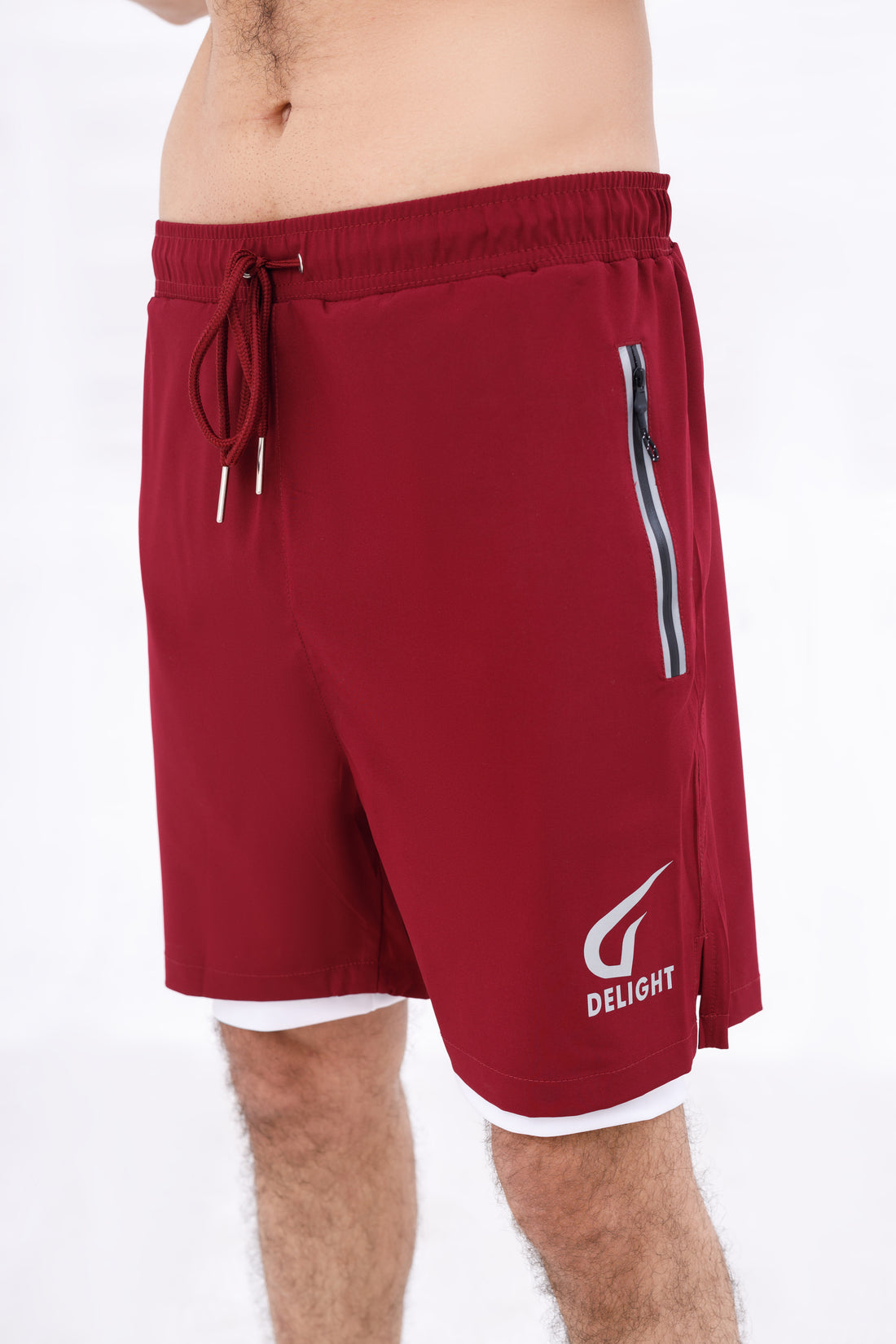 Men Active Wear Double Grip Short Maroon