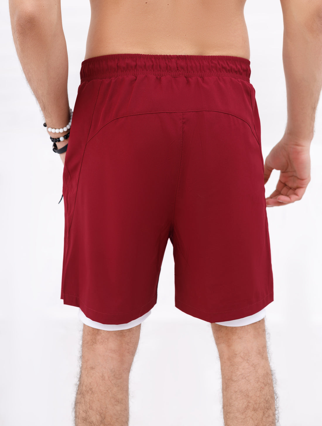 Men Active Wear Double Grip Short Maroon