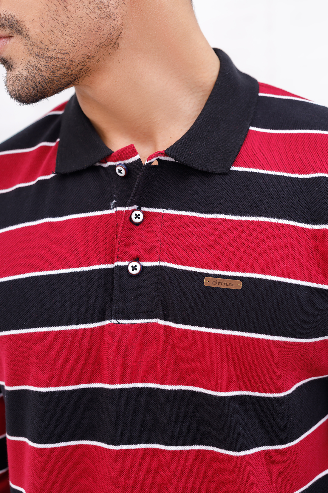 Men Polo Full Sleeves Striper Red/Navy