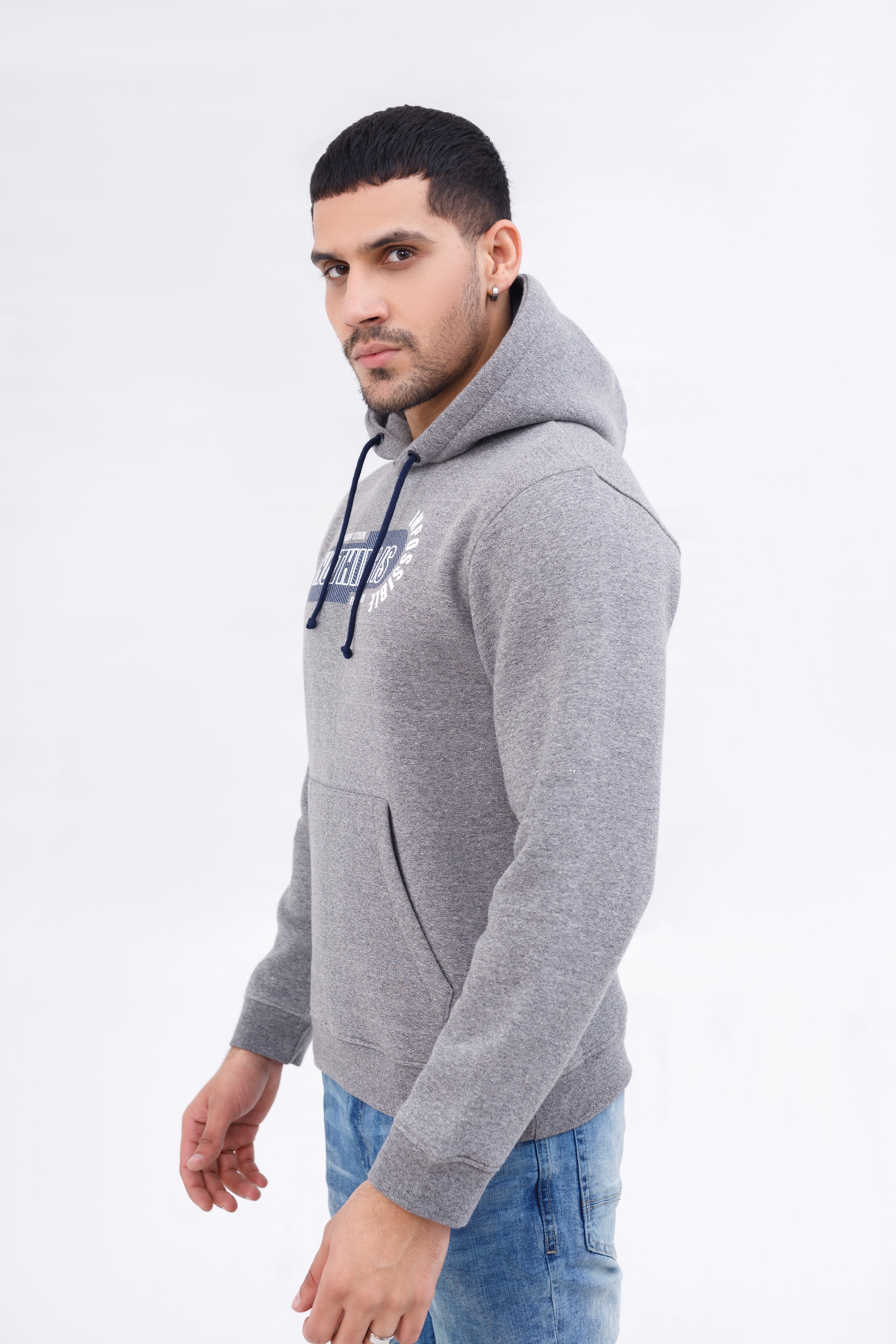 Men Hoodie Melange Charcoal Color