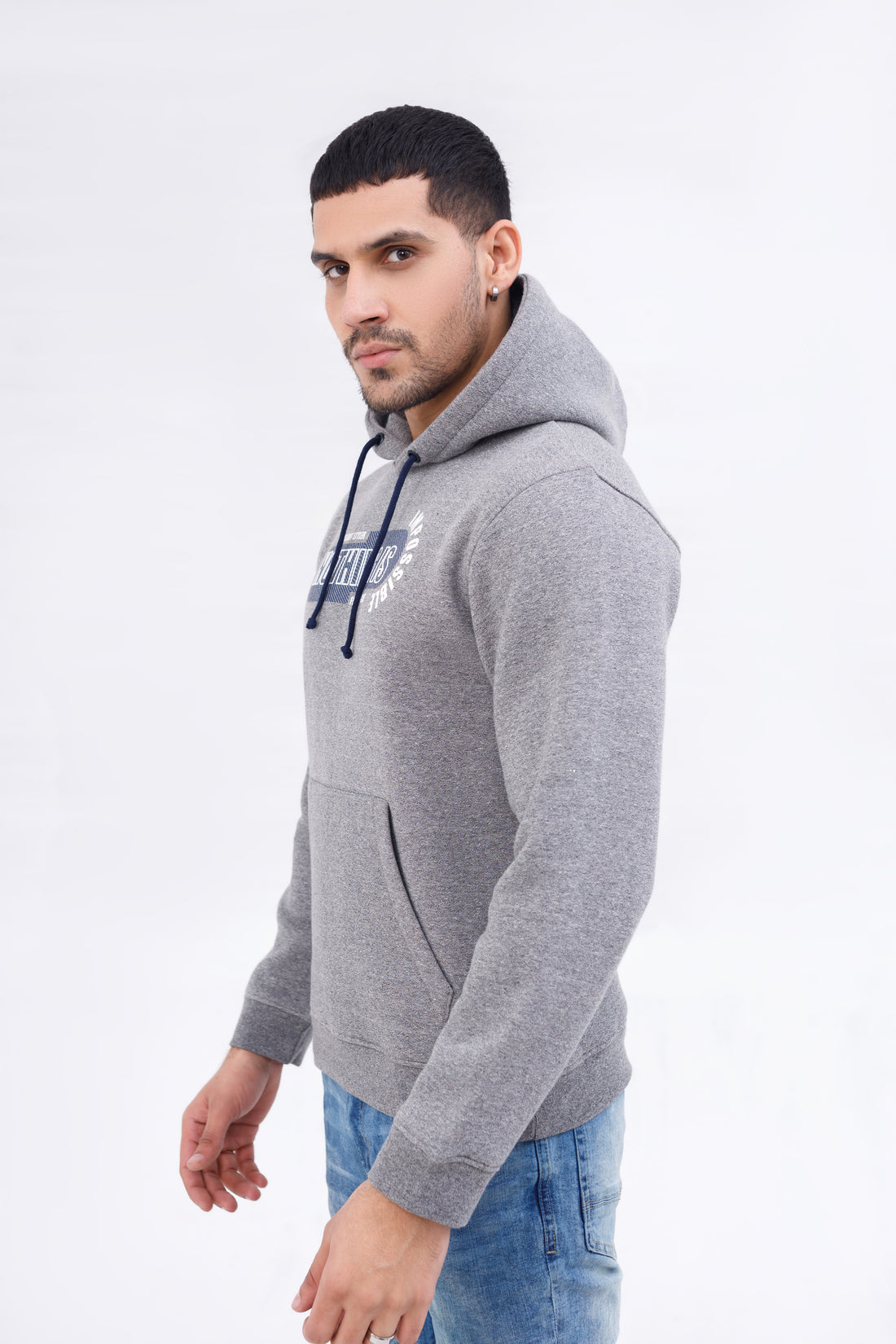 Men Hoodie Melange Charcoal Color