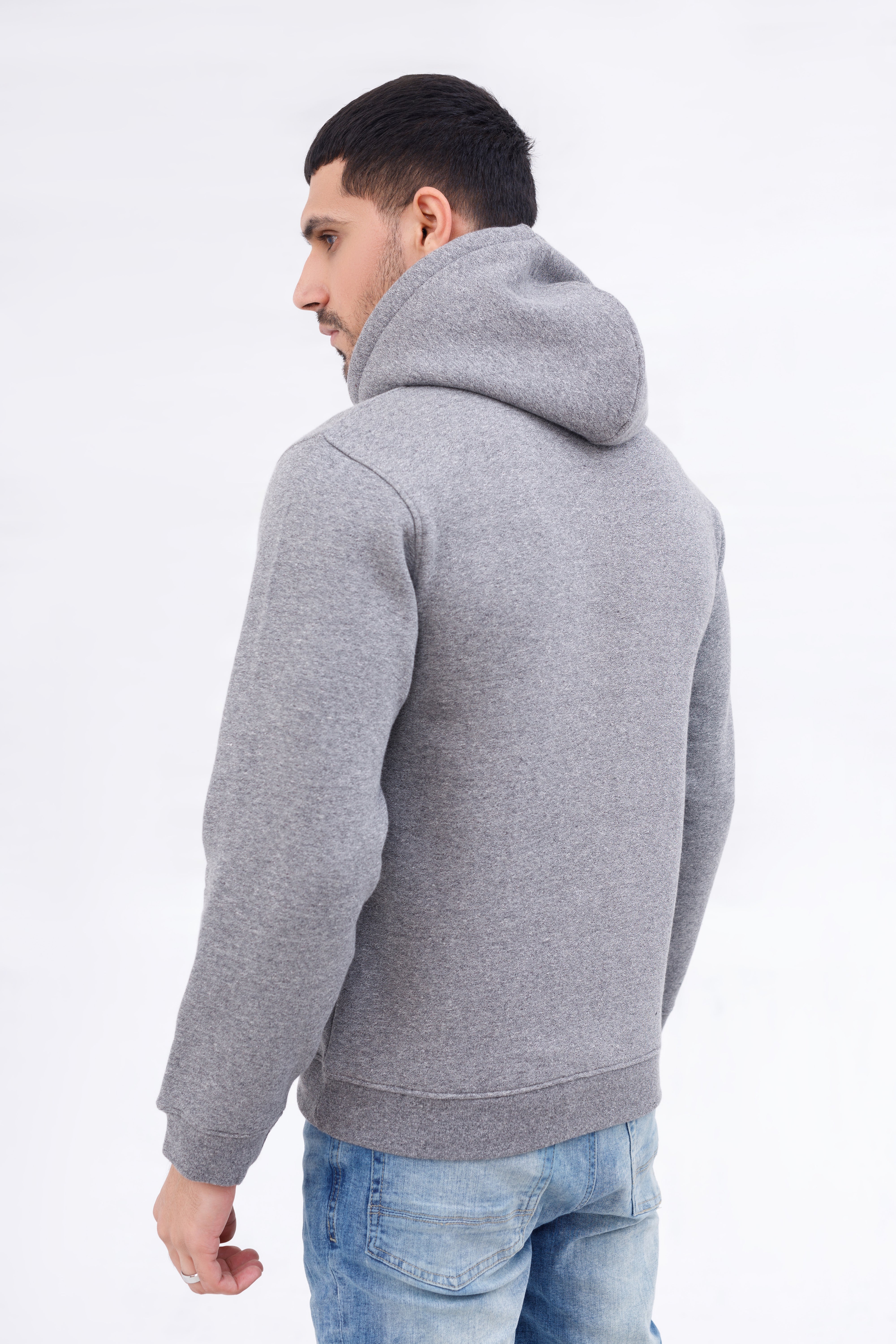 Men Hoodie Melange Charcoal Color