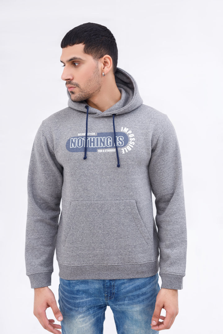 Men Hoodie Melange Charcoal Color