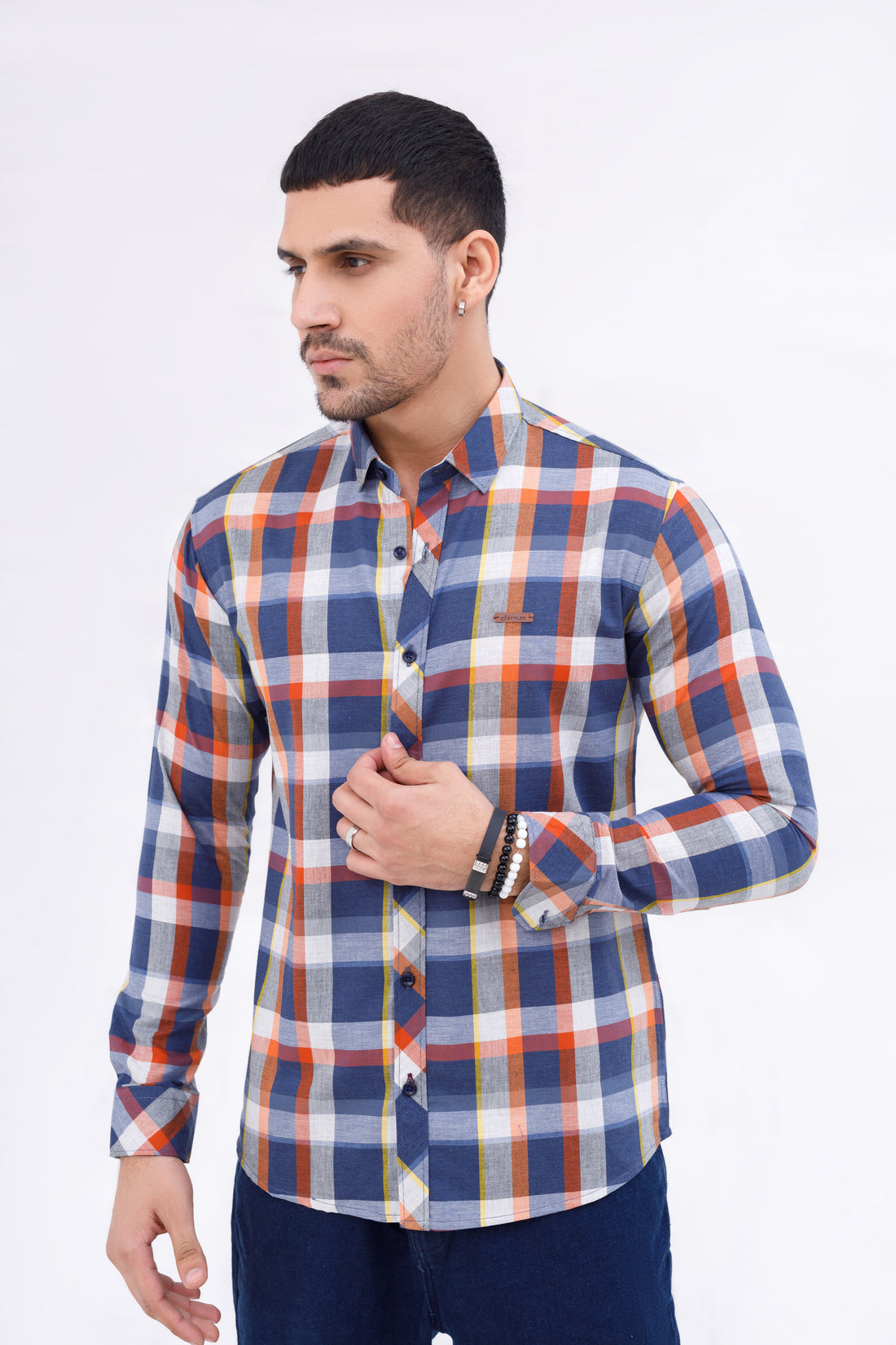 Men Casual Shirt Check Blue and red check