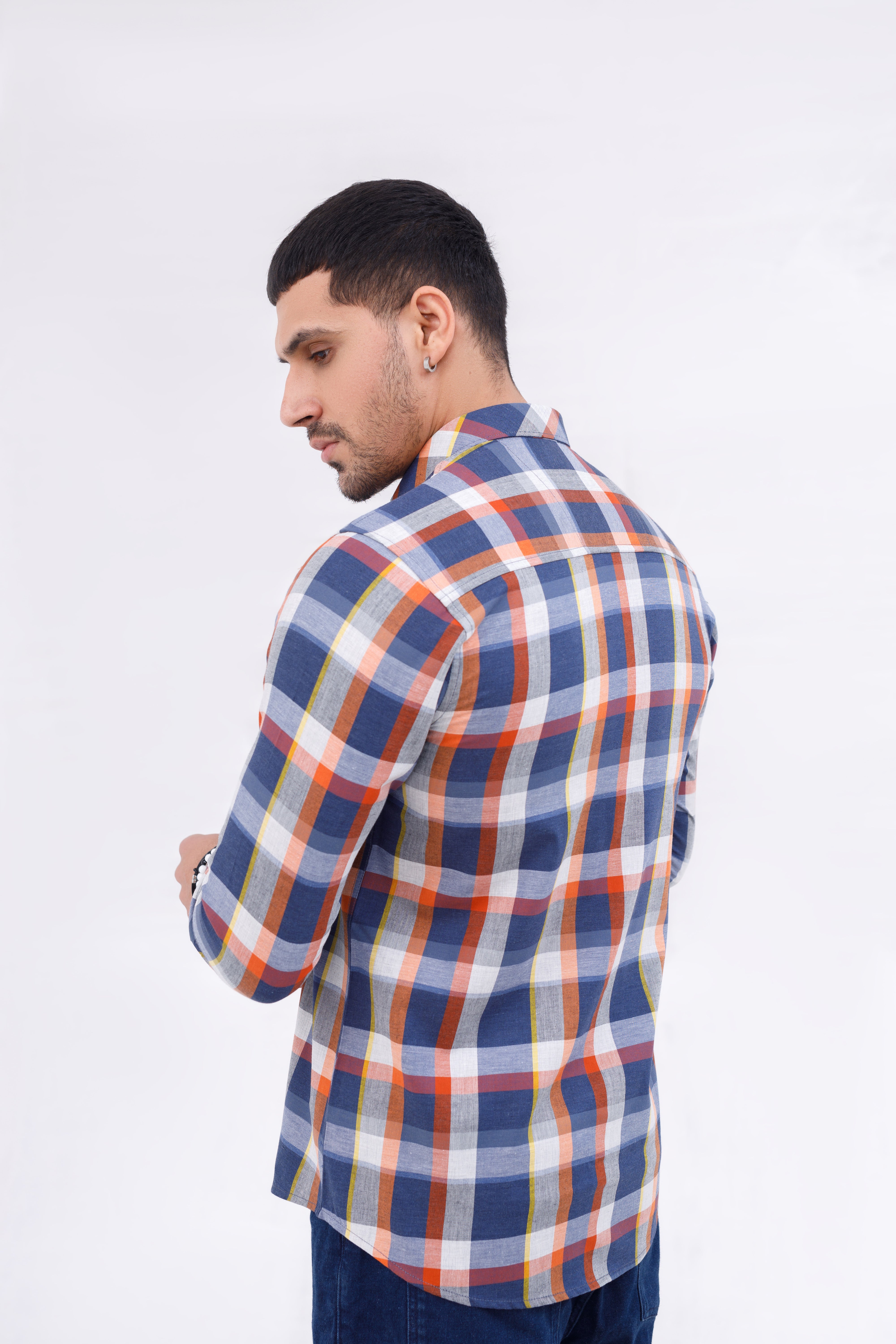 Men Casual Shirt Blue and red check
