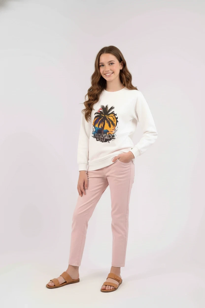 Rosa Color Slim Fit  Girls Jeans