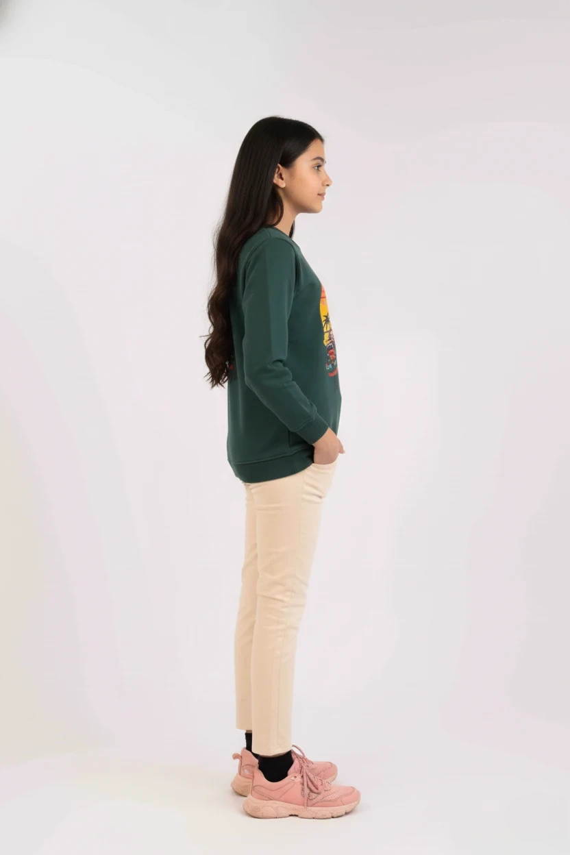 Beige Color Basic Slim Fit Girls Jeans