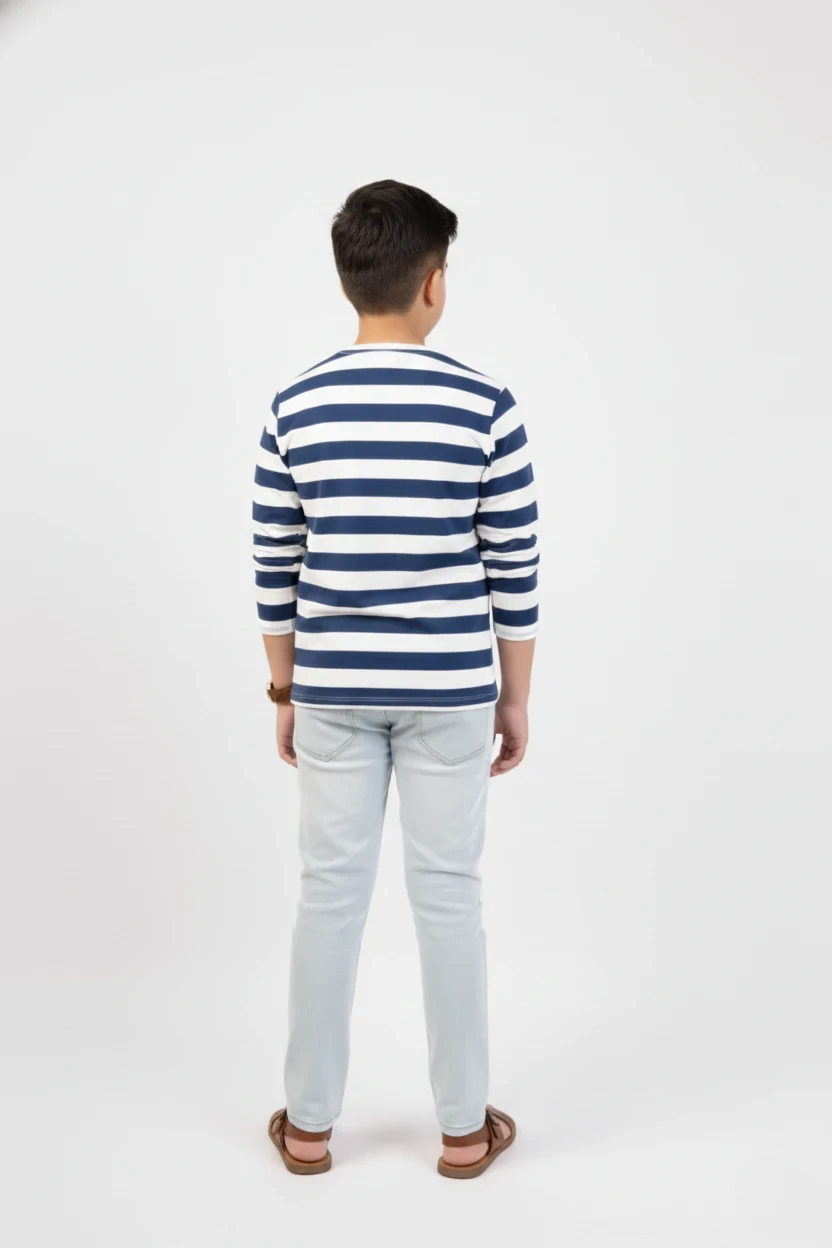 Boys Striper Shirt Navy Color With Pocket