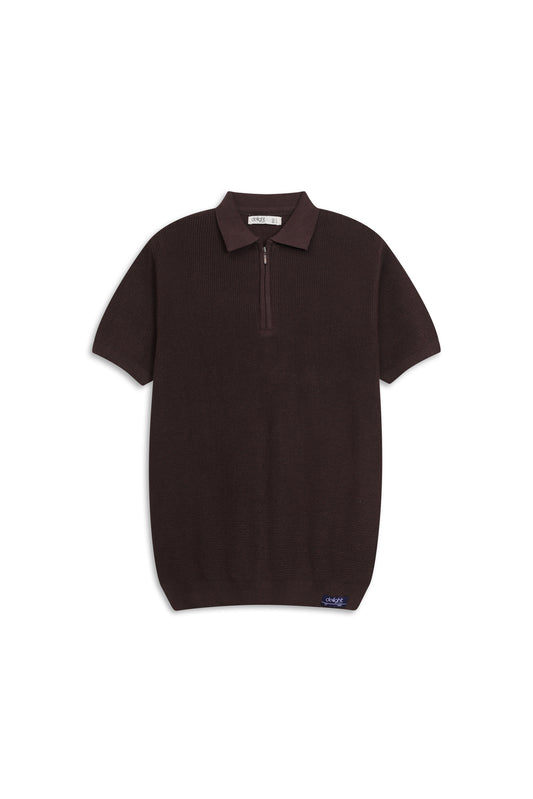 OLD MONEY SOLID ZIP KNIT POLO