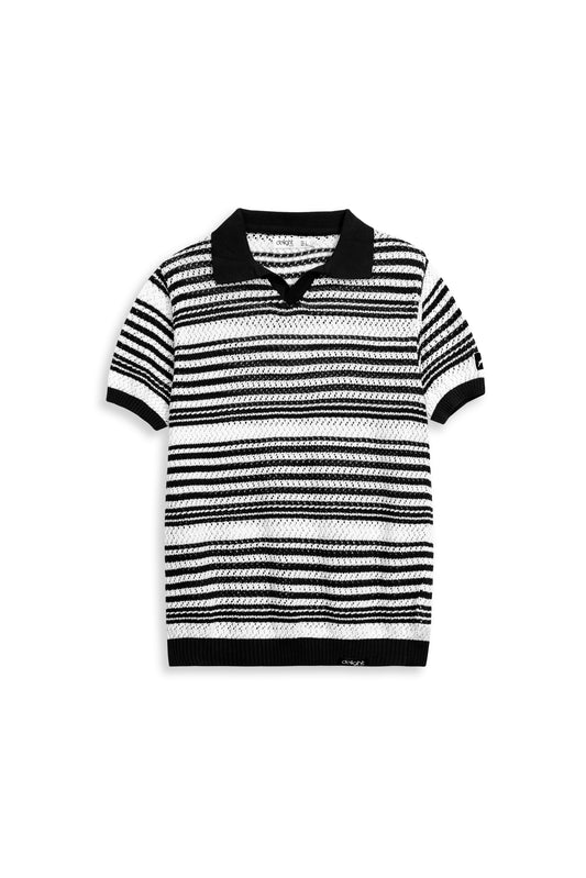 OLD MONEY STRIPED KNIT POLO