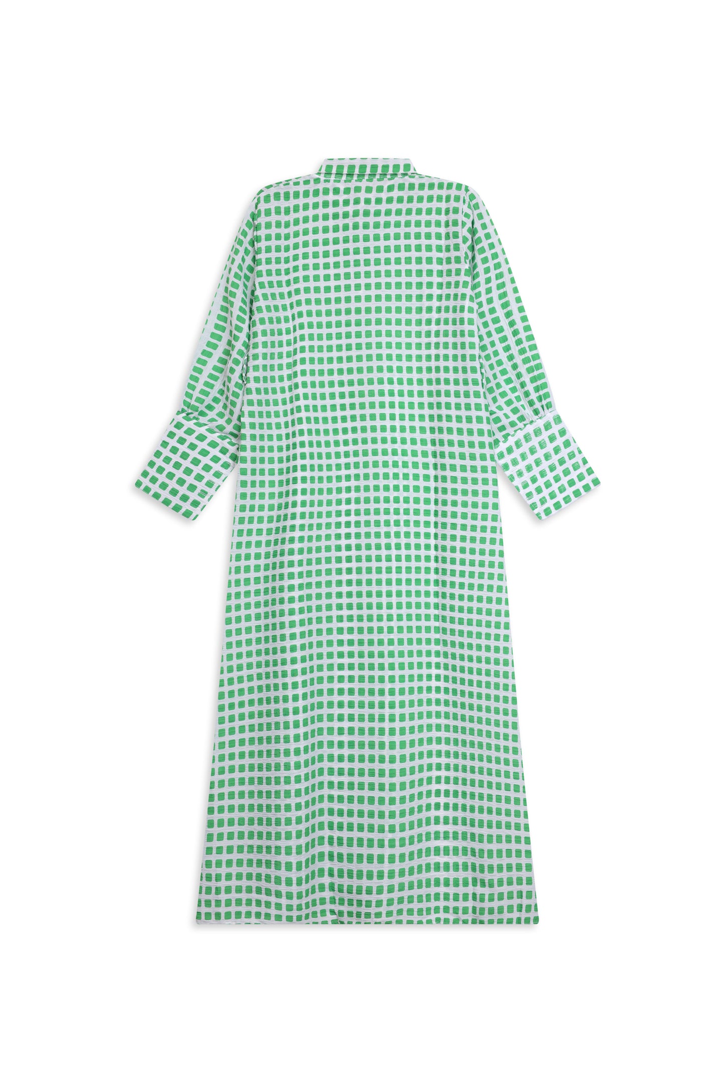Emerald Gingham Long-Sleeve Shirt Dress