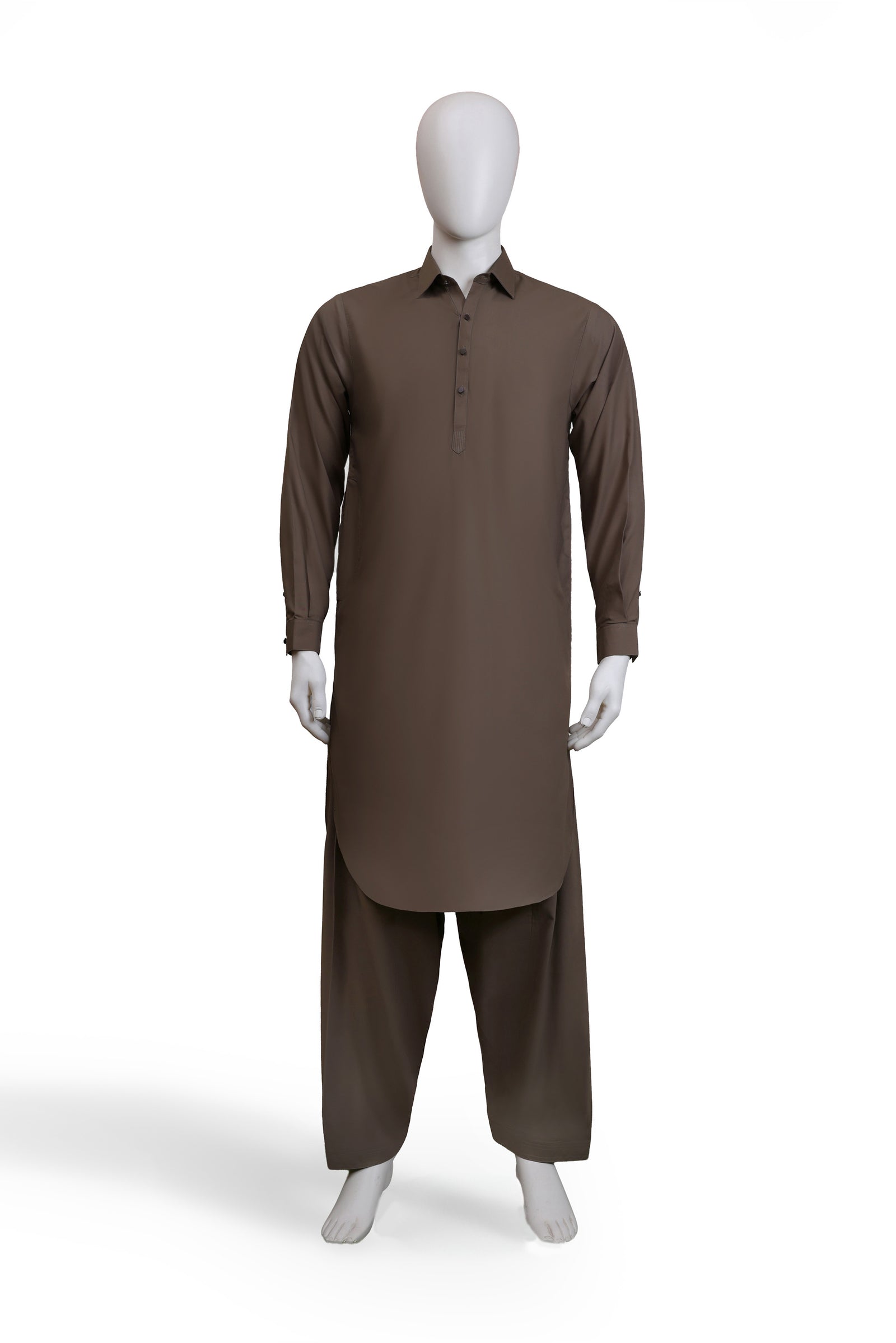 Brown Classic Wash & Wear Kameez Shalwar